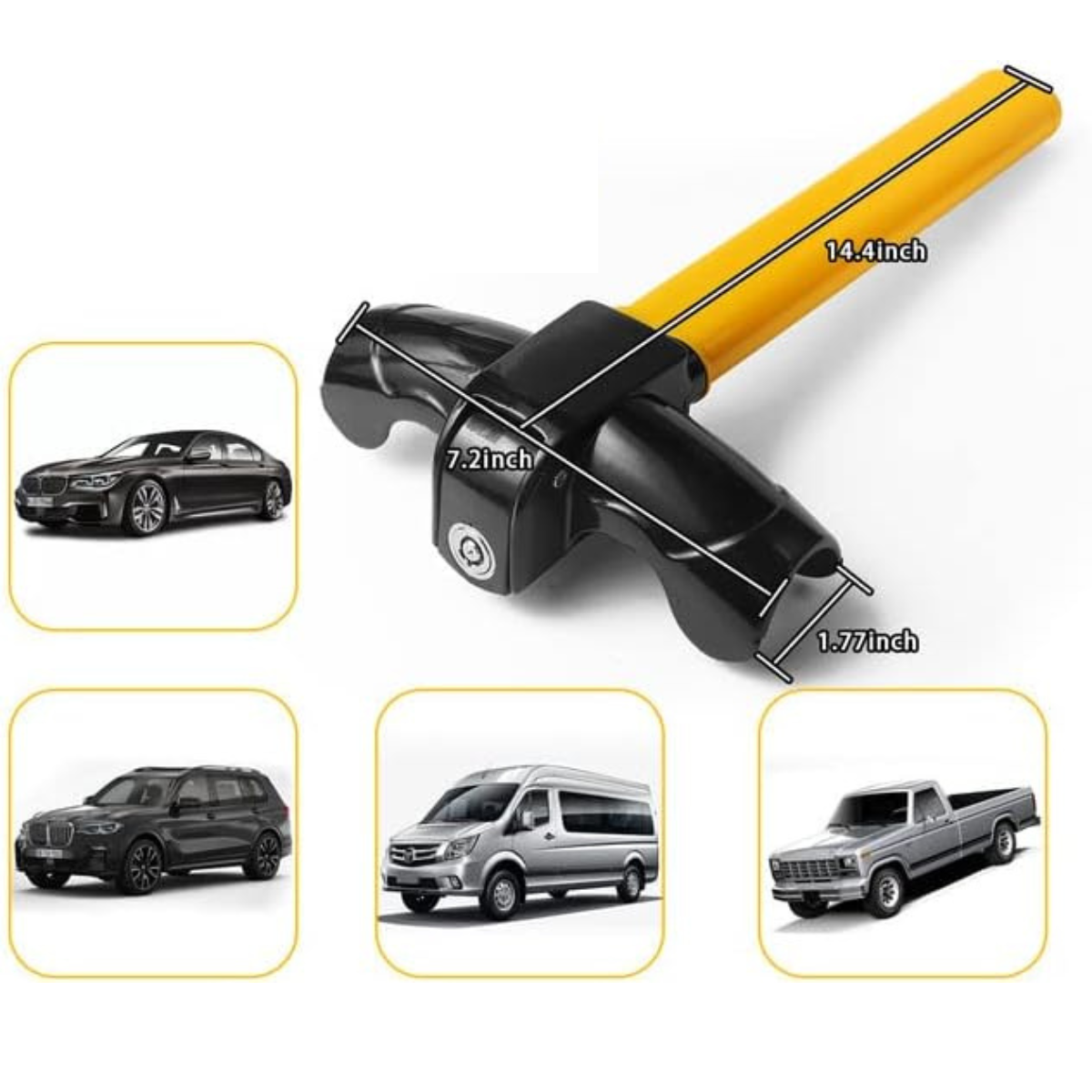 🔒 Bloqueador de Volante Universal en T – ¡Seguridad y Tranquilidad para tu Auto!